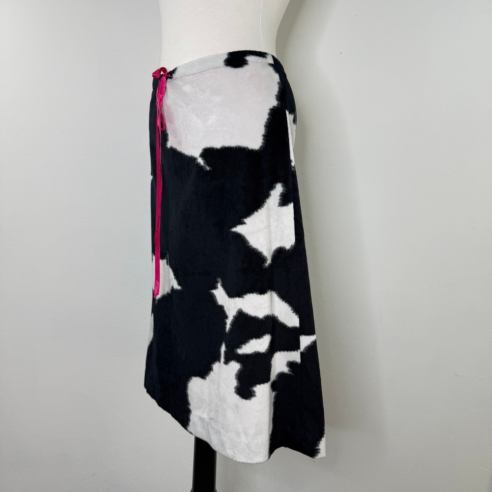bebe Cow Print Faux Fur Skirt‎ Size 4 Y2K Western Glam Rodeo Night Out - Picture 8 of 13